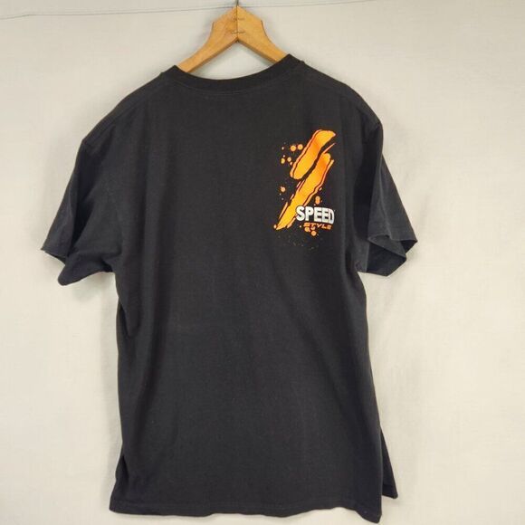 Mens Speed Style Graphic Tee Black Orange Size Large Racing Trucks Motorsports - Picture 2 of 5